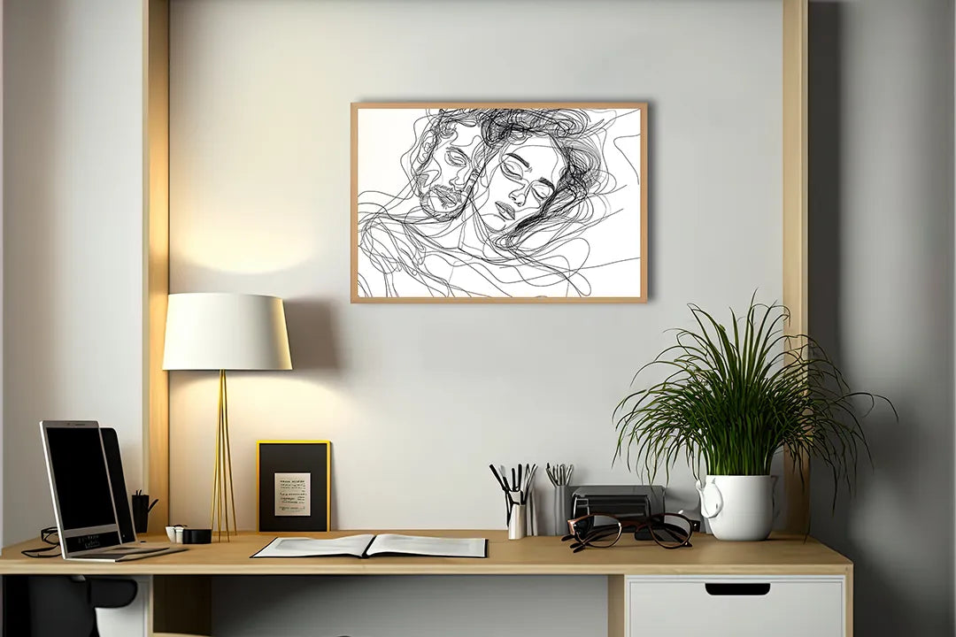Metalen Magneetbord met print van Lijntekening koppel perfect als decoratie