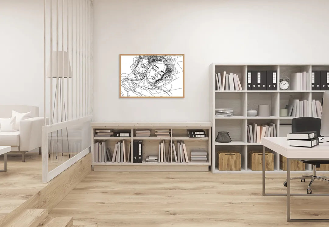 Metalen Magneetbord met print van Lijntekening koppel perfect als decoratie