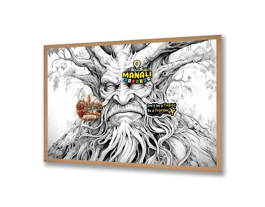 Metalen Magneetbord met print van Fantasie boom gezicht perfect als decoratie