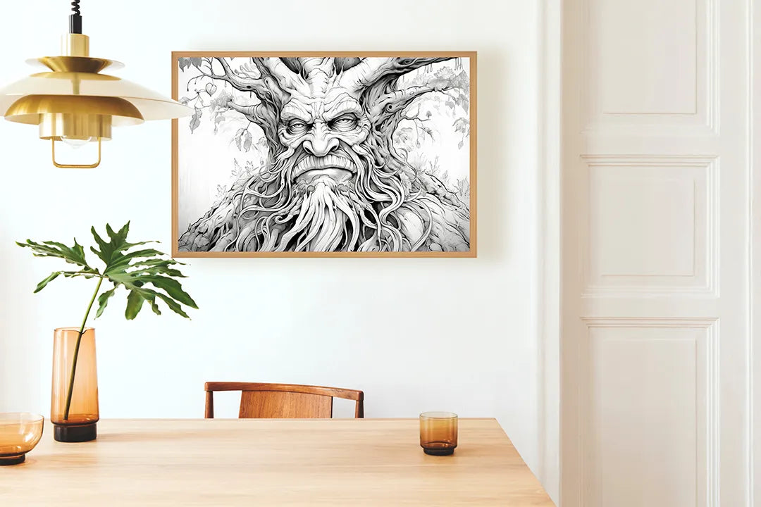 Metalen Magneetbord met print van Fantasie boom gezicht perfect als decoratie