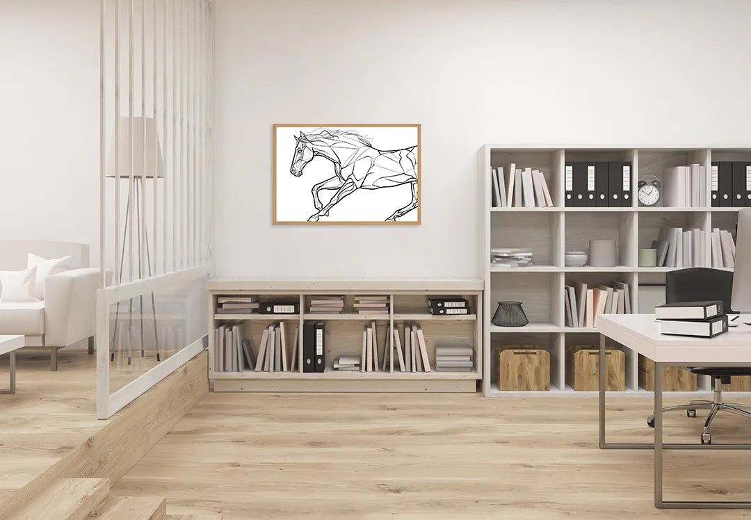 Metalen Magneetbord met print van Paard lijntekening rennend perfect als decoratie