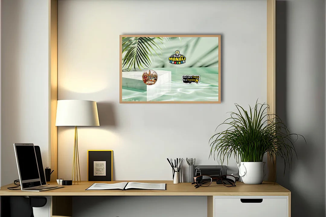 Metalen Magneetbord met print van Groen podium bladeren schaduw perfect als decoratie