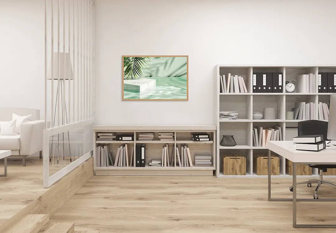 Metalen Magneetbord met print van Groen podium bladeren schaduw perfect als decoratie