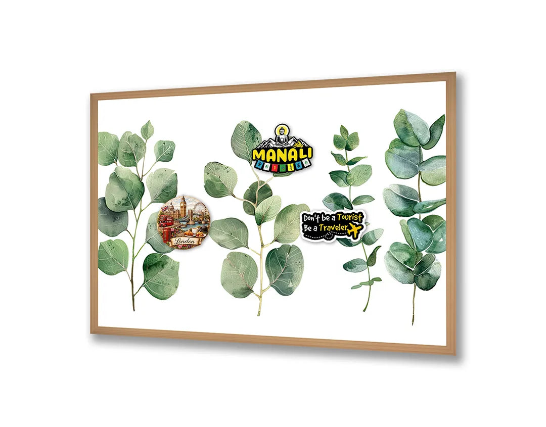 Metalen Magneetbord met print van Eucalyptus bladeren aquarel perfect als decoratie