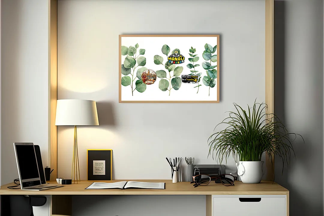 Metalen Magneetbord met print van Eucalyptus bladeren aquarel perfect als decoratie