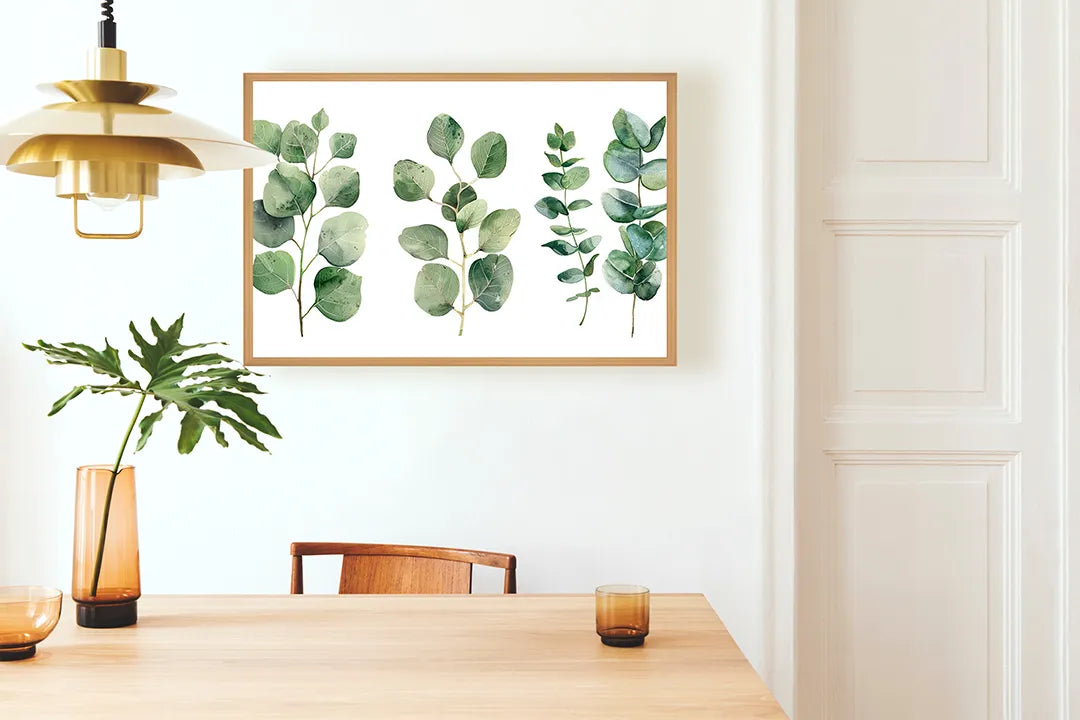 Metalen Magneetbord met print van Eucalyptus bladeren aquarel perfect als decoratie