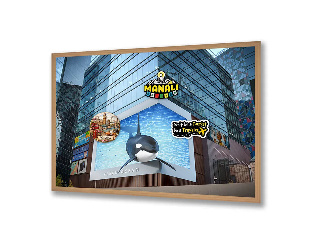 Metalen Magneetbord met print van Orka op groot scherm perfect als decoratie