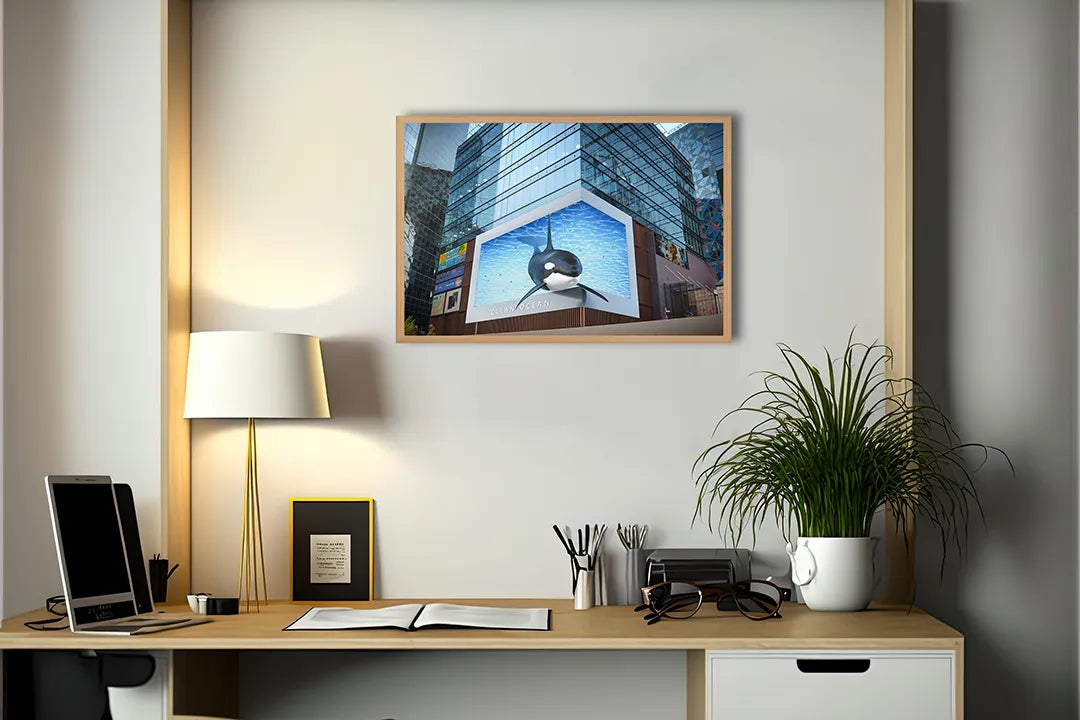 Metalen Magneetbord met print van Orka op groot scherm perfect als decoratie
