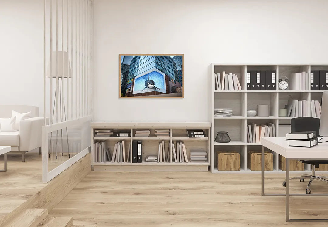 Metalen Magneetbord met print van Orka op groot scherm perfect als decoratie