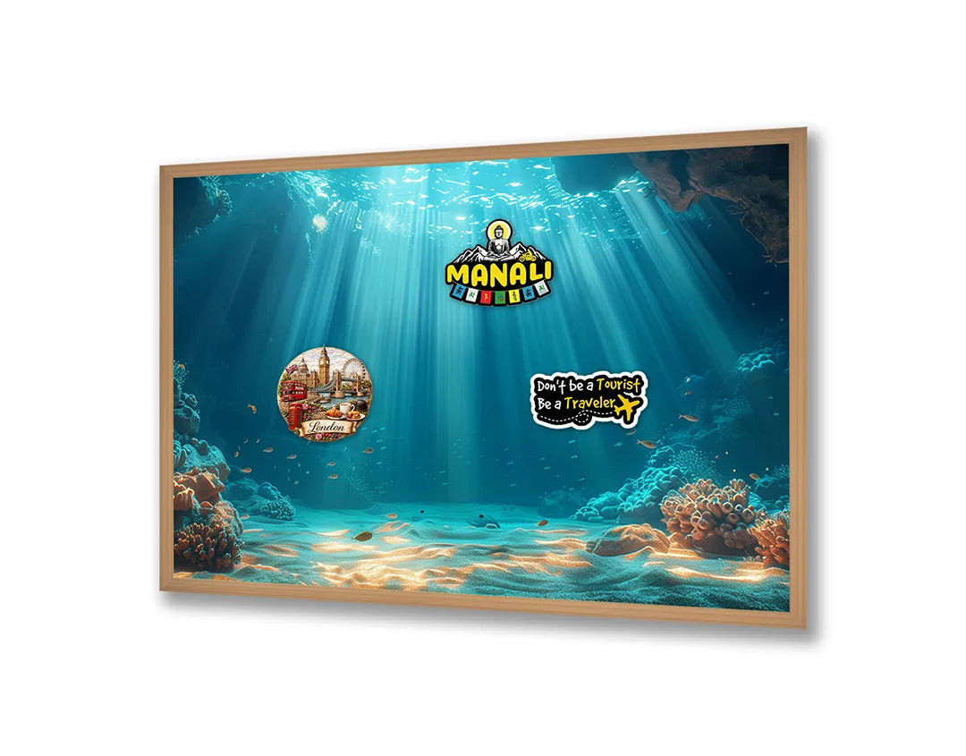 Metalen Magneetbord met print van Onderwater zonnestralen bodem perfect als decoratie