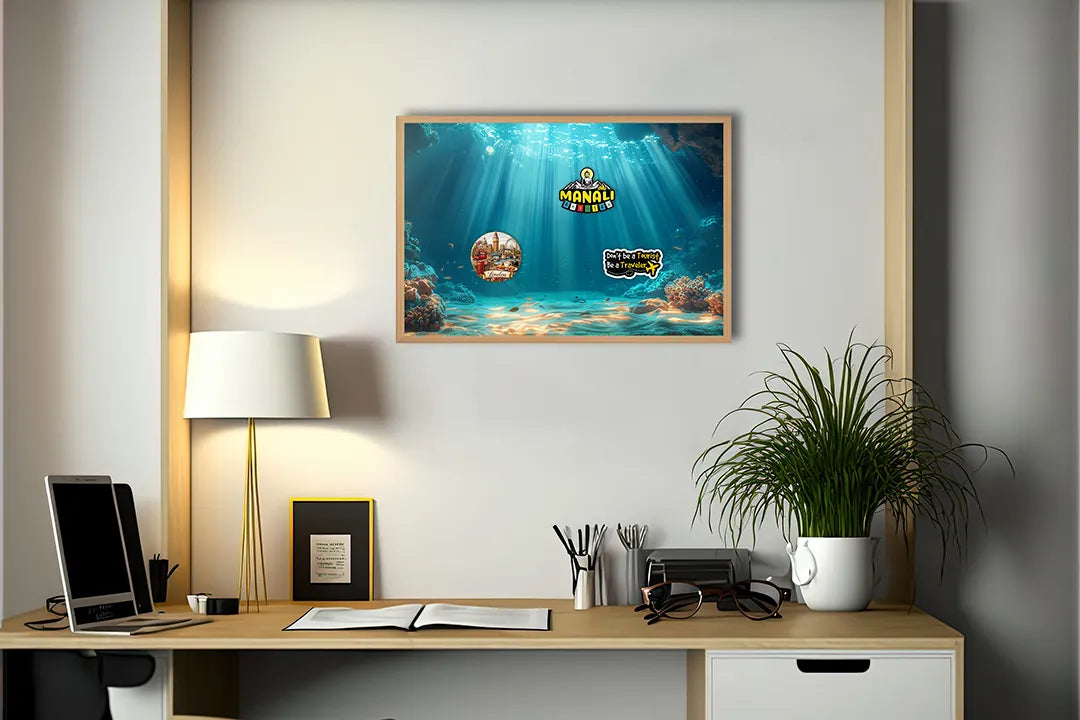 Metalen Magneetbord met print van Onderwater zonnestralen bodem perfect als decoratie