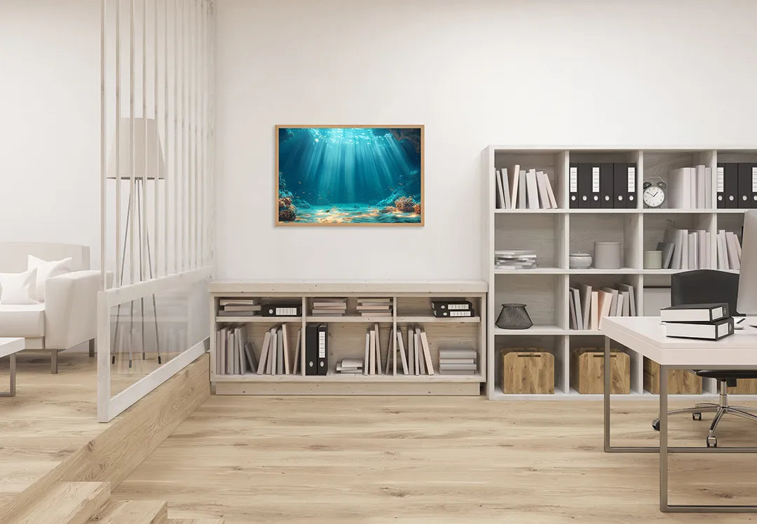 Metalen Magneetbord met print van Onderwater zonnestralen bodem perfect als decoratie