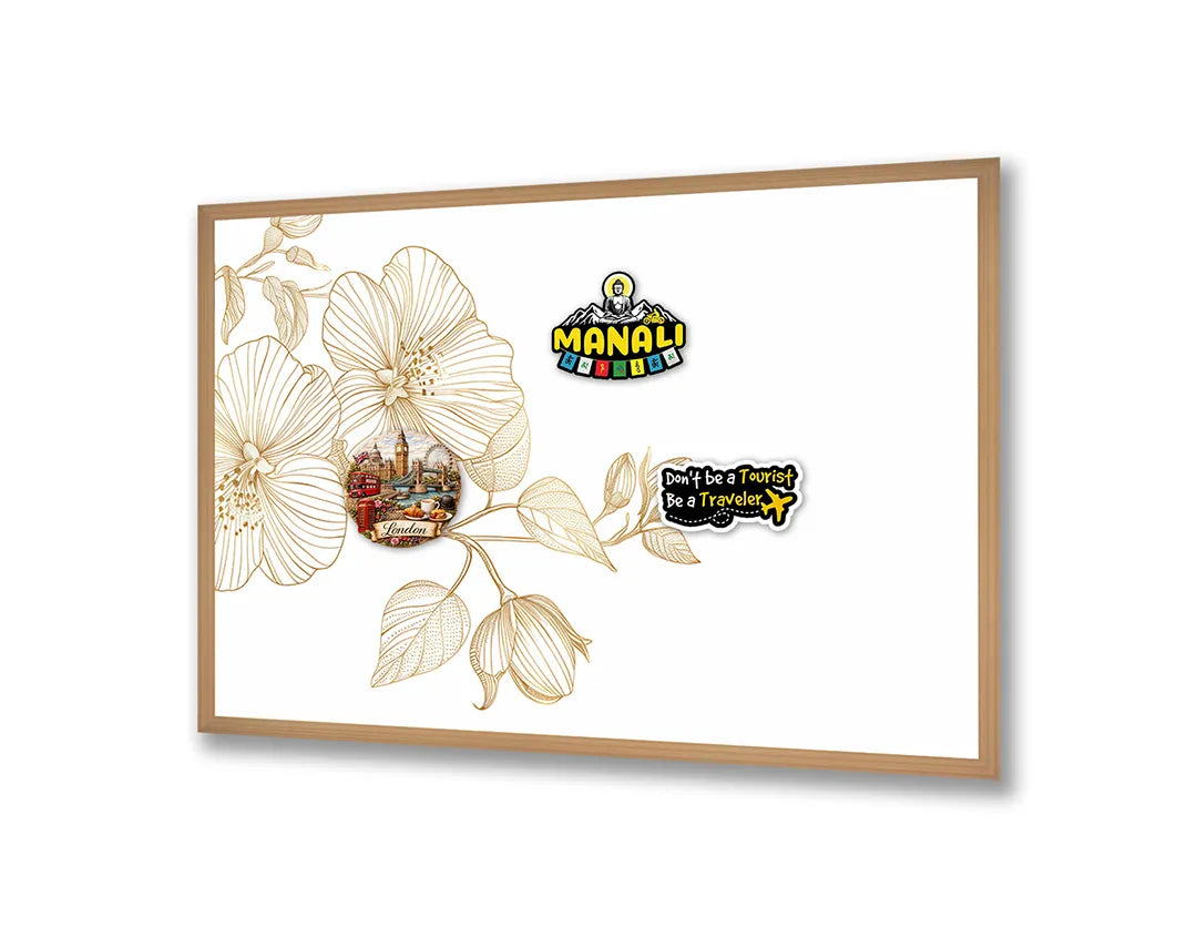 Metalen Magneetbord met print van Gouden bloemen tak perfect als decoratie