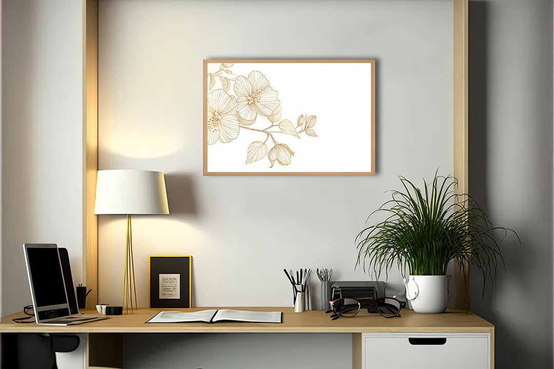 Metalen Magneetbord met print van Gouden bloemen tak perfect als decoratie