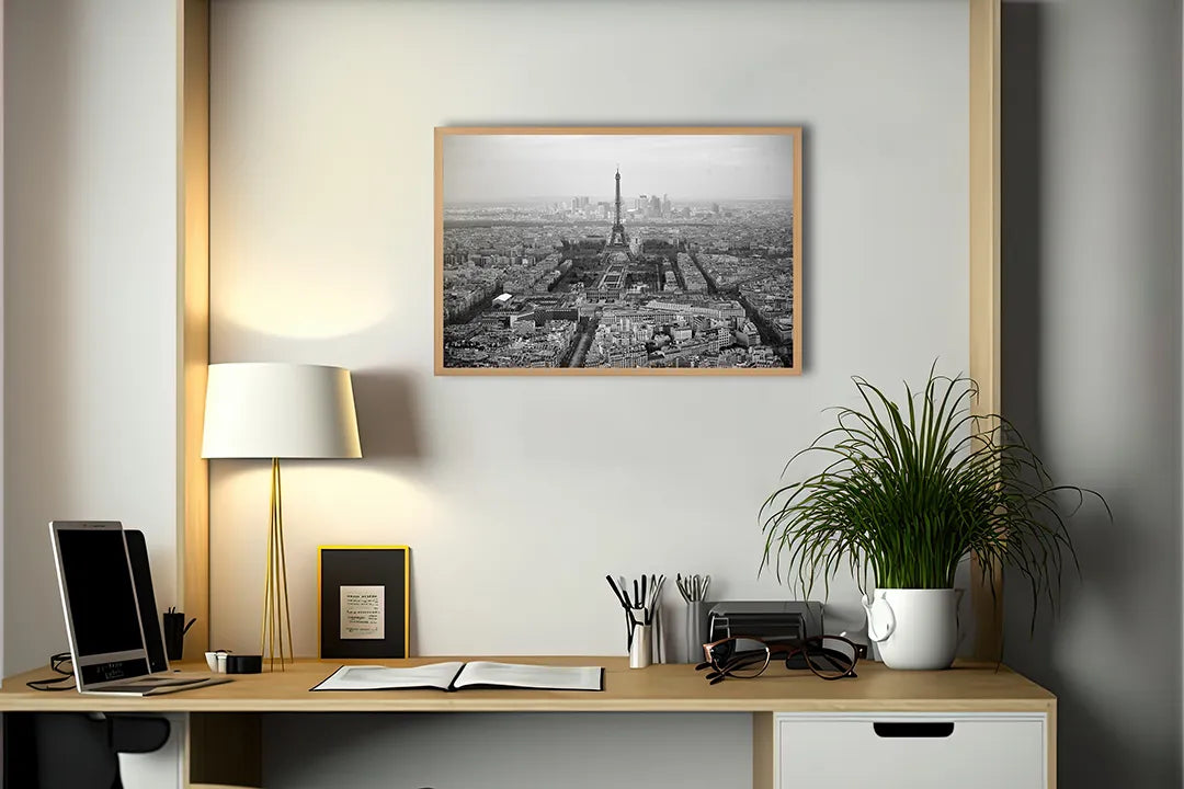 Metalen Magneetbord met afbeelding van Parijs Eiffeltoren in zwart-wit kleuren