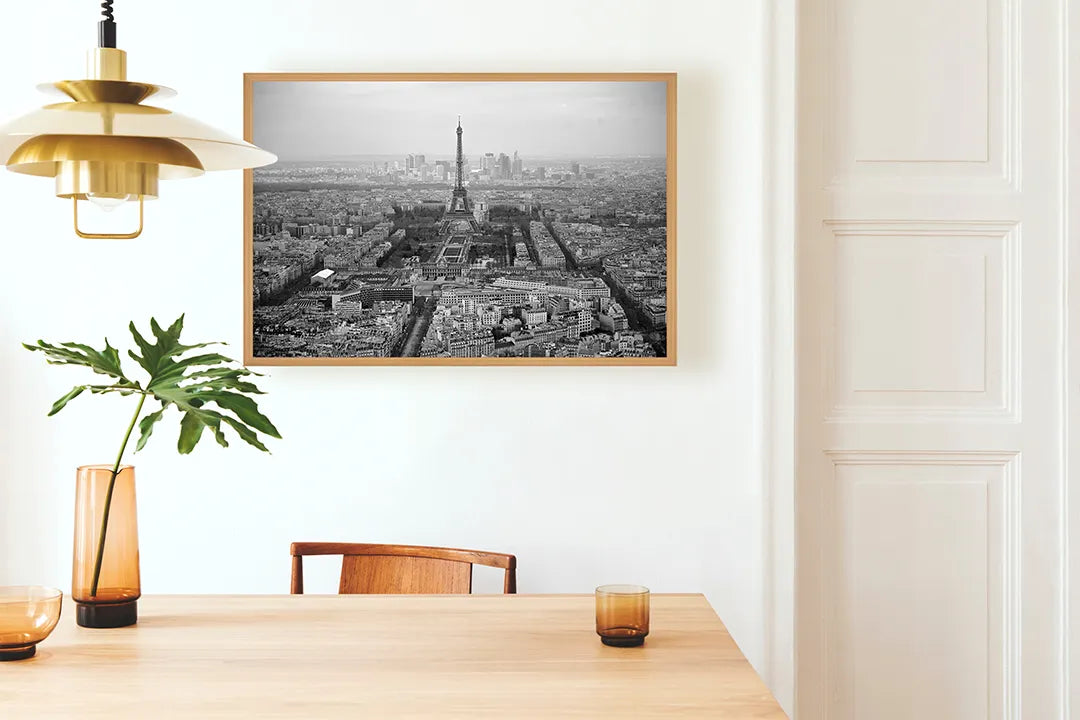 Metalen Magneetbord met afbeelding van Parijs Eiffeltoren in zwart-wit kleuren
