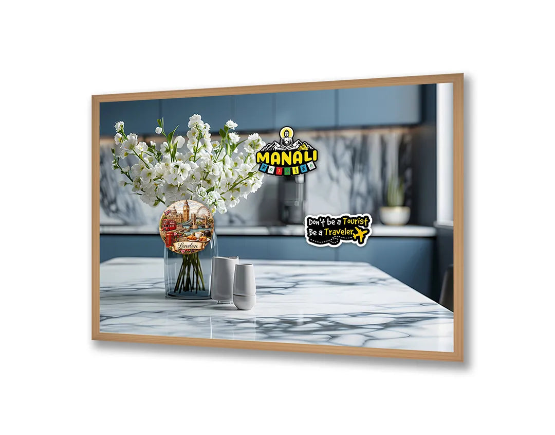 Metalen Magneetbord met print van Moderne keuken interieur perfect als decoratie