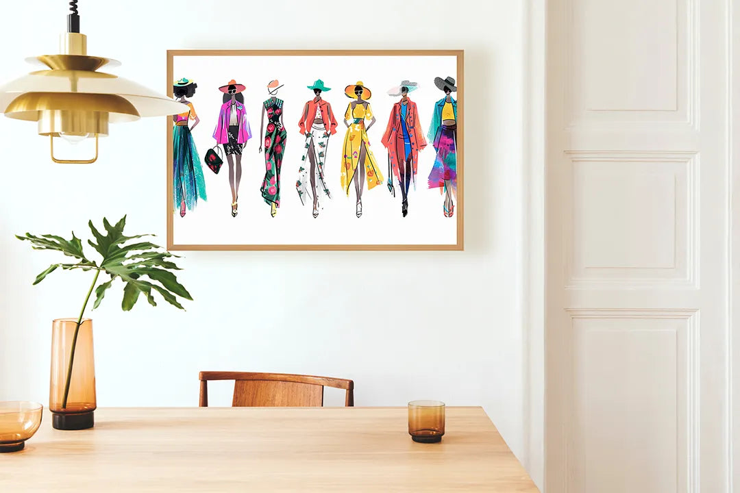 Metalen Magneetbord met print van Mode illustratie vrouwen perfect als decoratie