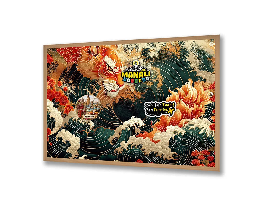 Metalen Magneetbord met hoogwaardige afbeelding van Aziatische tijger golf kunst voor aan de muur