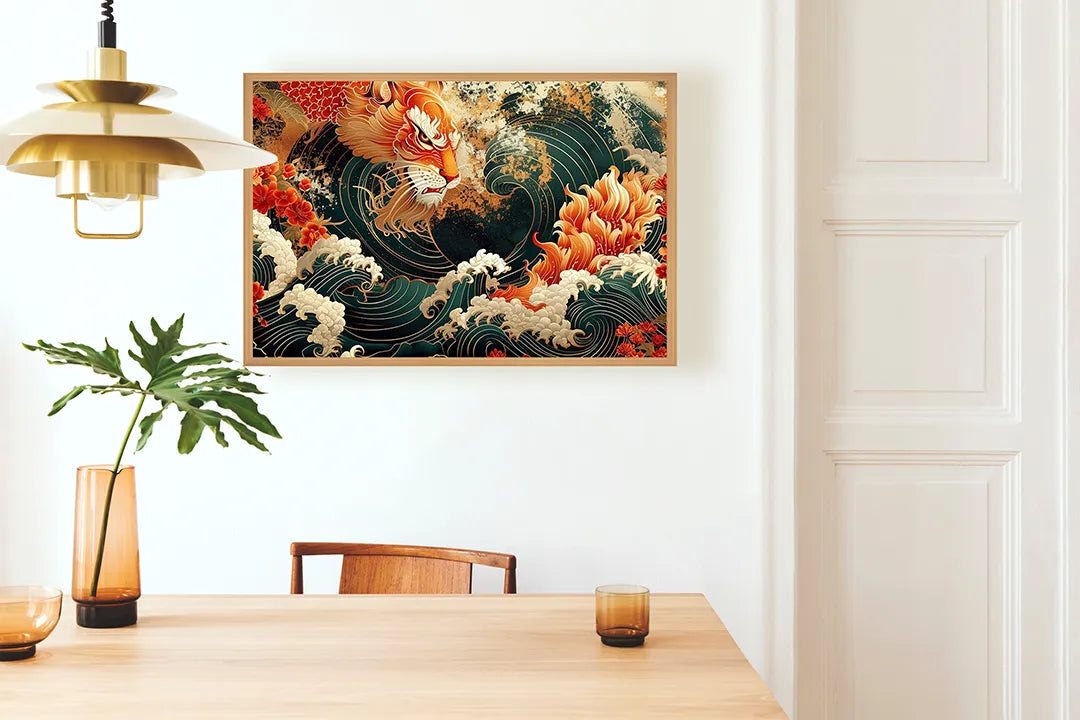 Metalen Magneetbord met hoogwaardige afbeelding van Aziatische tijger golf kunst voor aan de muur