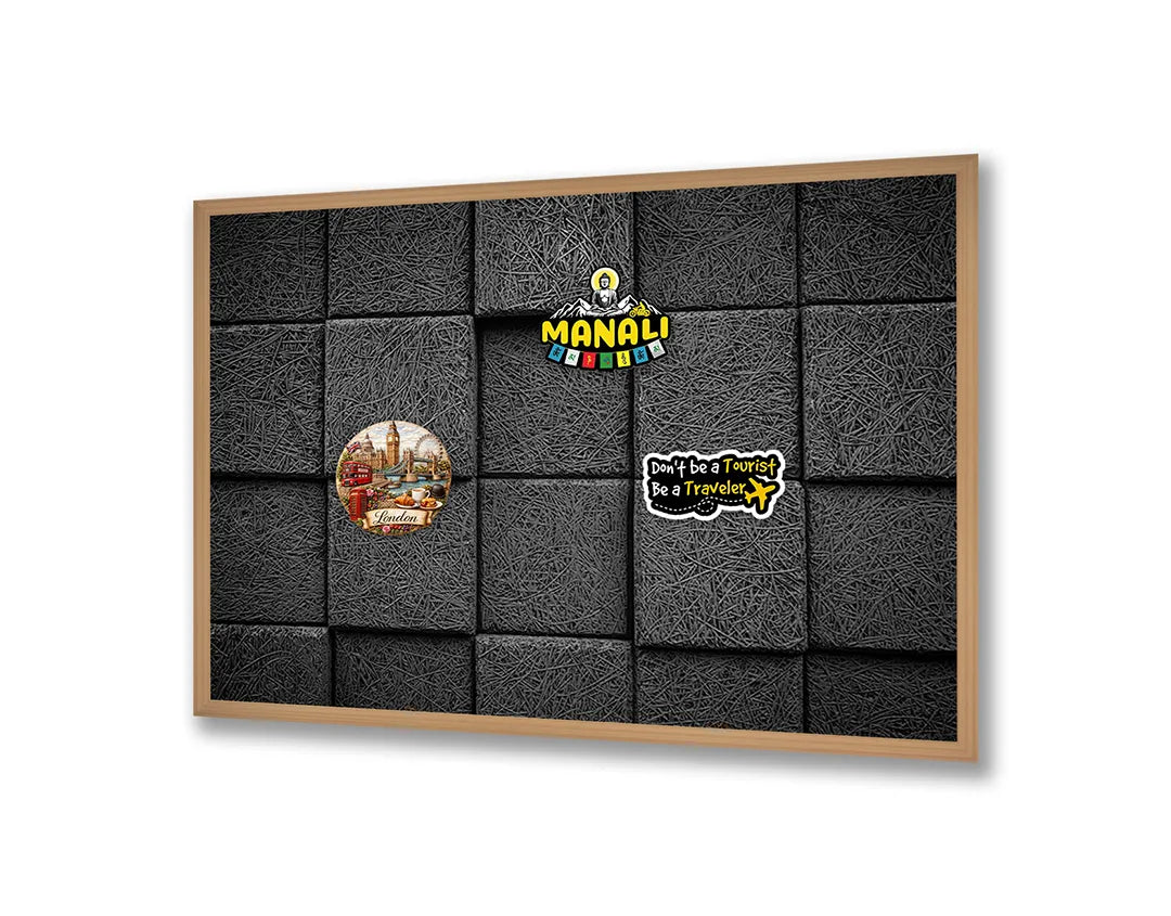 Metalen Magneetbord met hoogwaardige afbeelding van Zwarte 3D blokken vierkant voor aan de muur