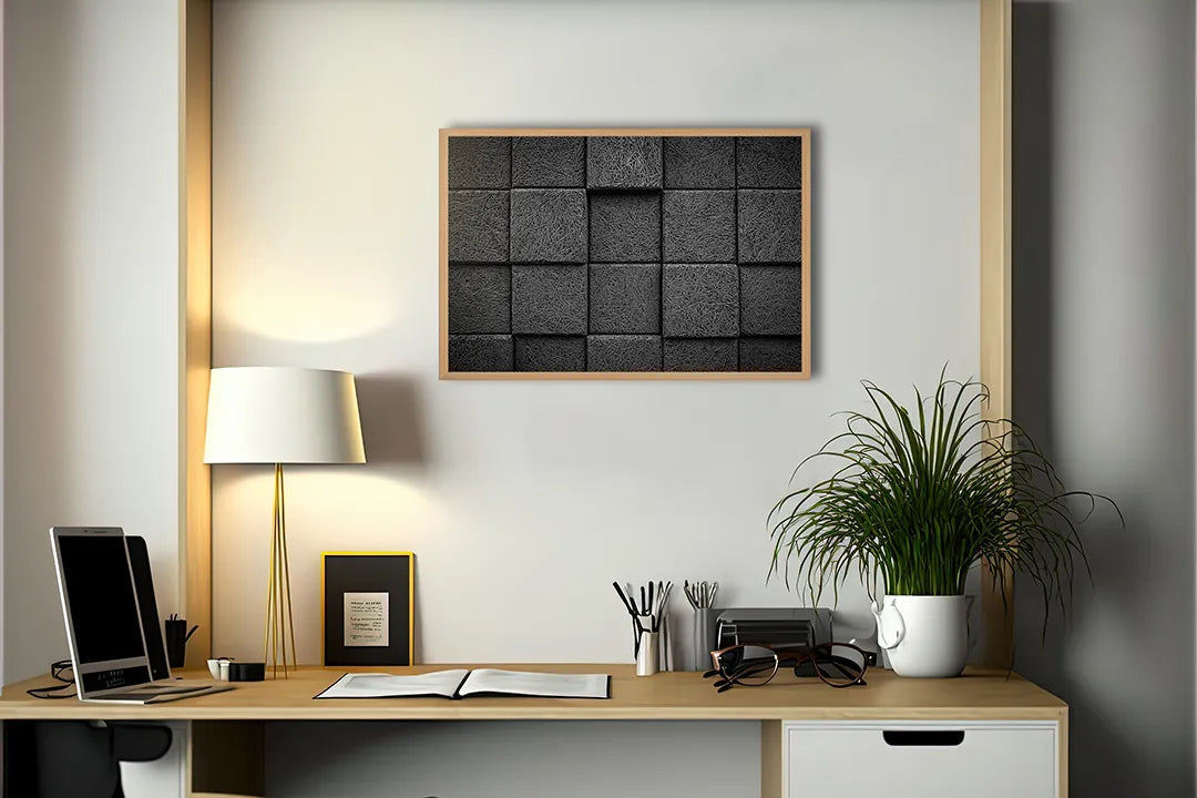 Metalen Magneetbord met hoogwaardige afbeelding van Zwarte 3D blokken vierkant voor aan de muur