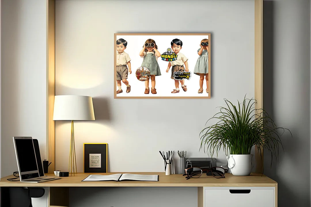 Metalen Magneetbord met hoogwaardige afbeelding van Vintage spelende kinderen voor aan de muur