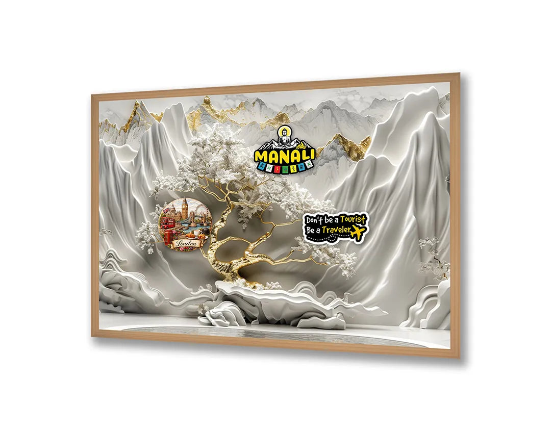 Metalen Magneetbord met hoogwaardige afbeelding van Witte relief bloemen voor aan de muur