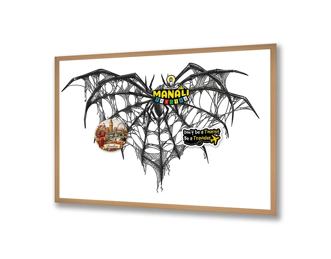 Metalen Magneetbord met hoogwaardige afbeelding van Vleermuis lijntekening voor aan de muur