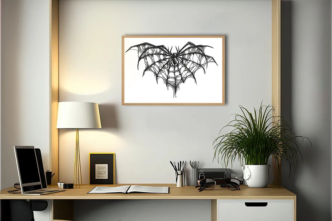 Metalen Magneetbord met hoogwaardige afbeelding van Vleermuis lijntekening voor aan de muur