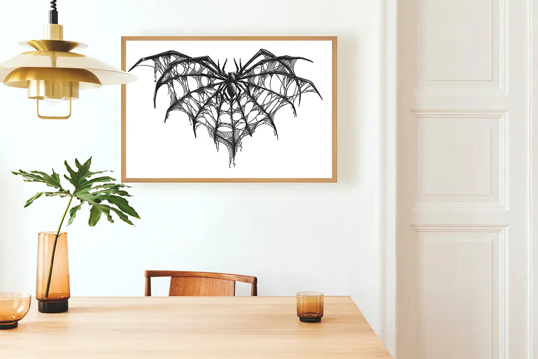 Metalen Magneetbord met hoogwaardige afbeelding van Vleermuis lijntekening voor aan de muur