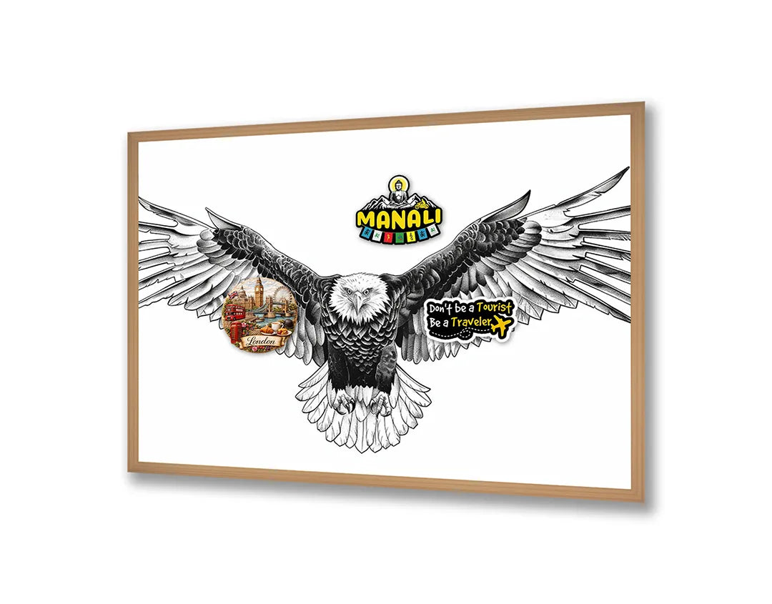 Metalen Magneetbord met hoogwaardige afbeelding van Arend vogel zwart wit voor aan de muur