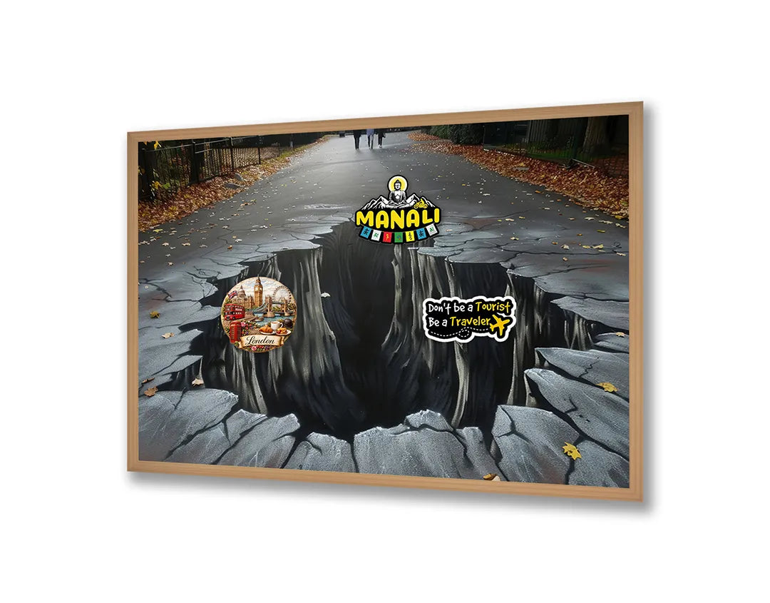 Metalen Magneetbord met hoogwaardige afbeelding van Gat in de weg 3D voor aan de muur