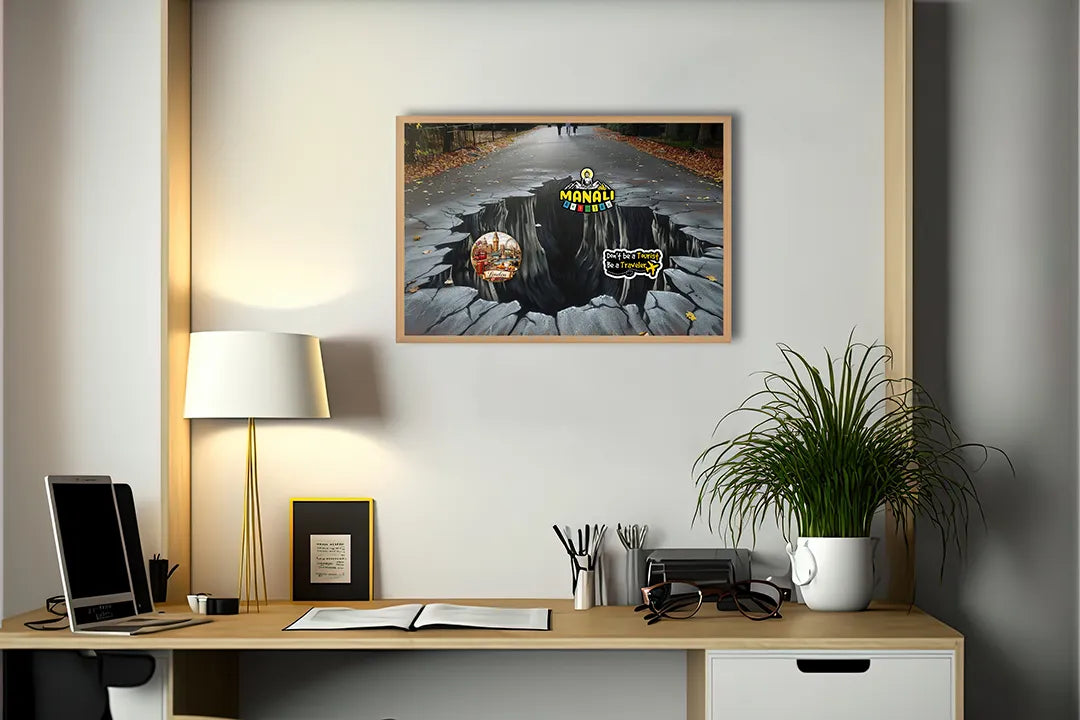 Metalen Magneetbord met hoogwaardige afbeelding van Gat in de weg 3D voor aan de muur