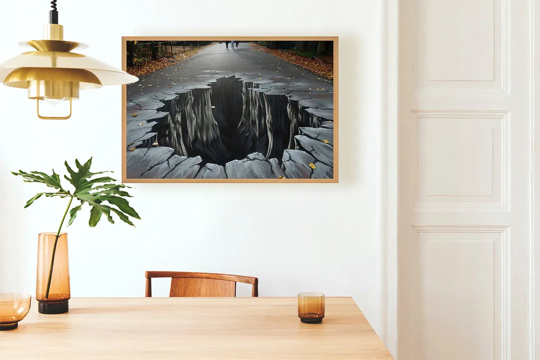 Metalen Magneetbord met hoogwaardige afbeelding van Gat in de weg 3D voor aan de muur