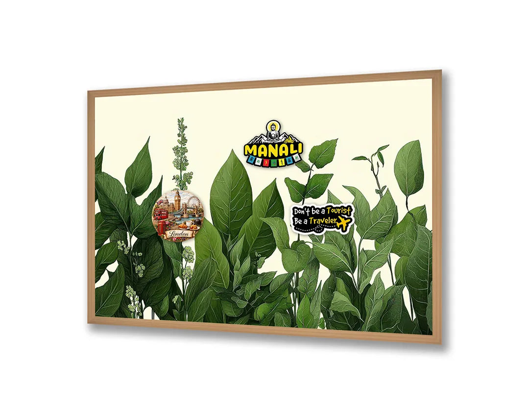 Metalen Magneetbord met hoogwaardige afbeelding van Groene bladeren illustratie voor aan de muur