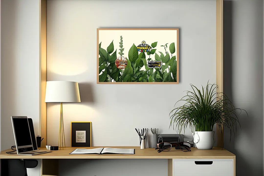 Metalen Magneetbord met hoogwaardige afbeelding van Groene bladeren illustratie voor aan de muur