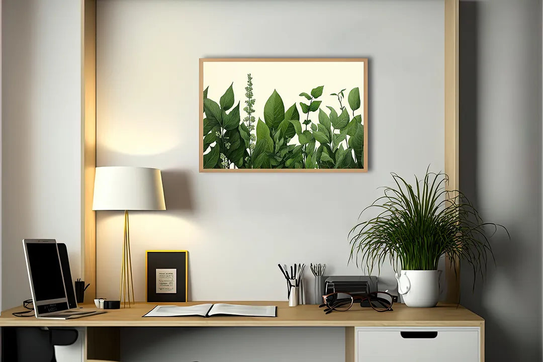 Metalen Magneetbord met hoogwaardige afbeelding van Groene bladeren illustratie voor aan de muur