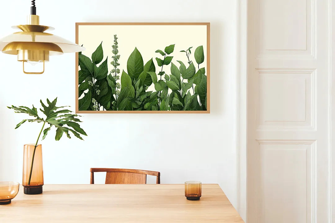 Metalen Magneetbord met hoogwaardige afbeelding van Groene bladeren illustratie voor aan de muur