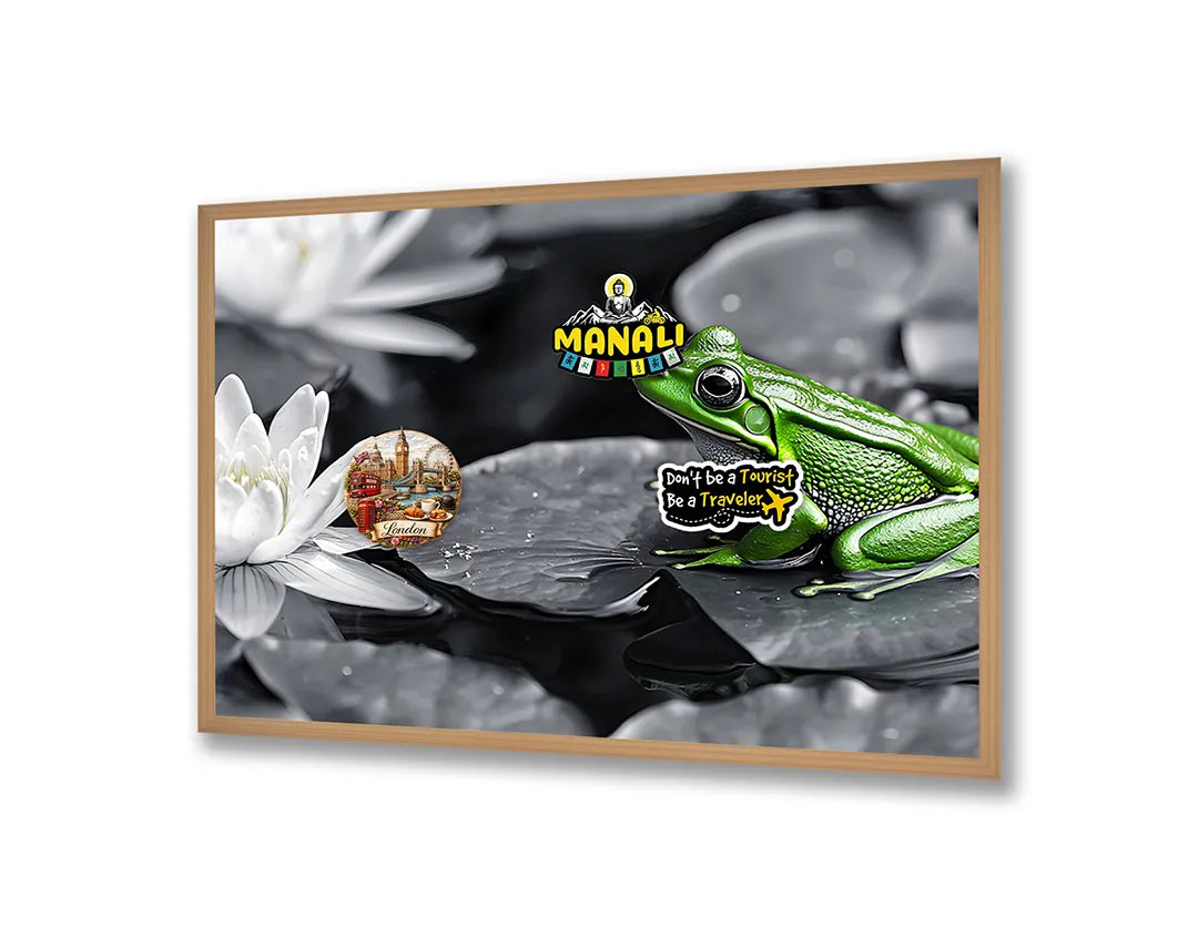 Metalen Magneetbord met hoogwaardige afbeelding van Kikker op lotusblad voor aan de muur