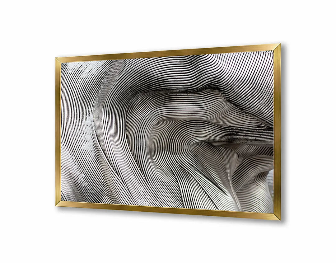 Metalen Magneetbord met afbeelding van abstracte vloeiende lijnen in zilvergrijs kleuren