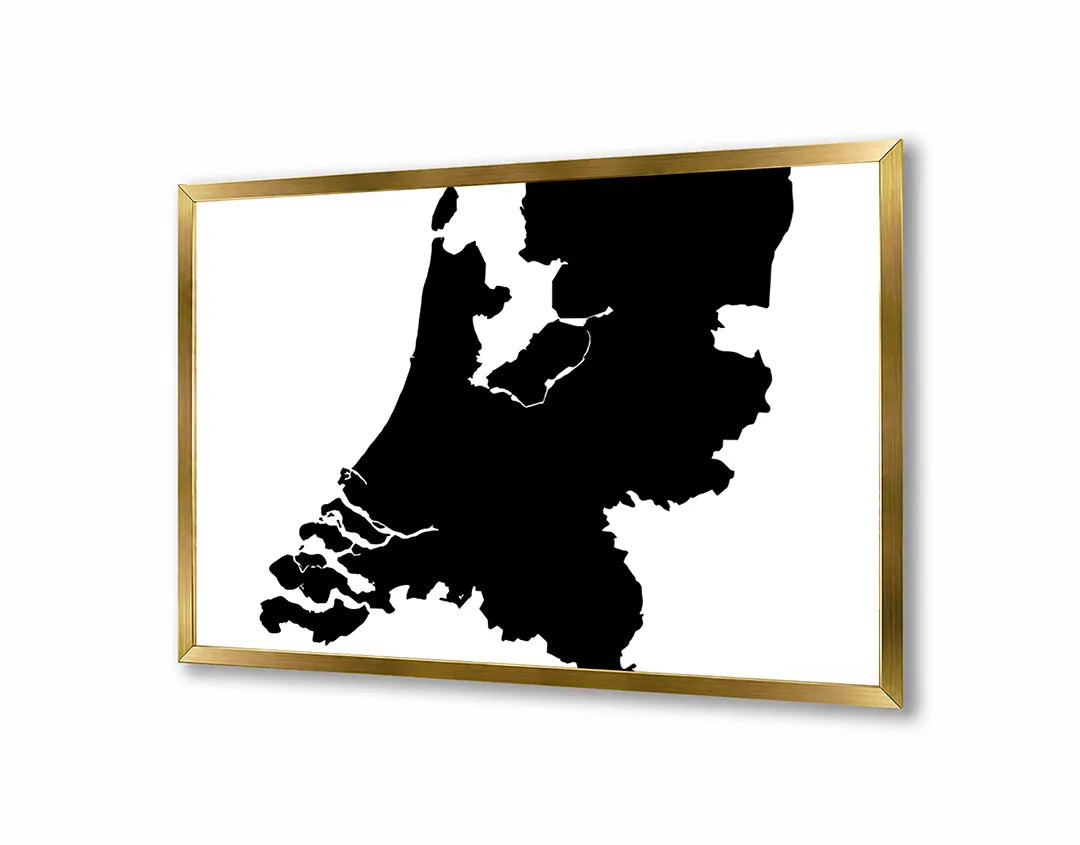 Metalen Magneetbord met afbeelding van Nederland landkaart silhouet in zwart-wit kleuren