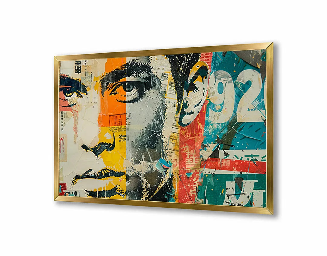 Metalen Magneetbord met hoogwaardige afbeelding van Abstract mannengezicht pop art voor aan de muur