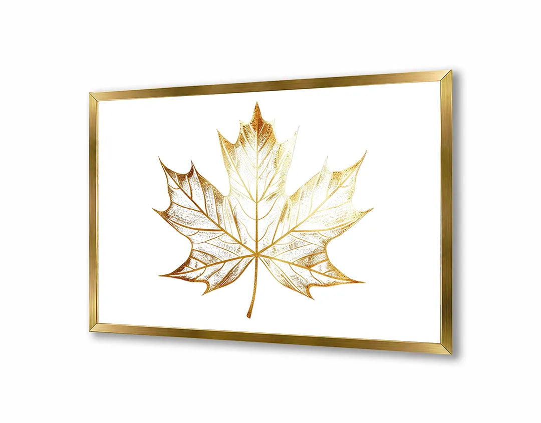 Metalen Magneetbord met hoogwaardige afbeelding van Gouden esdoornblad wit voor aan de muur