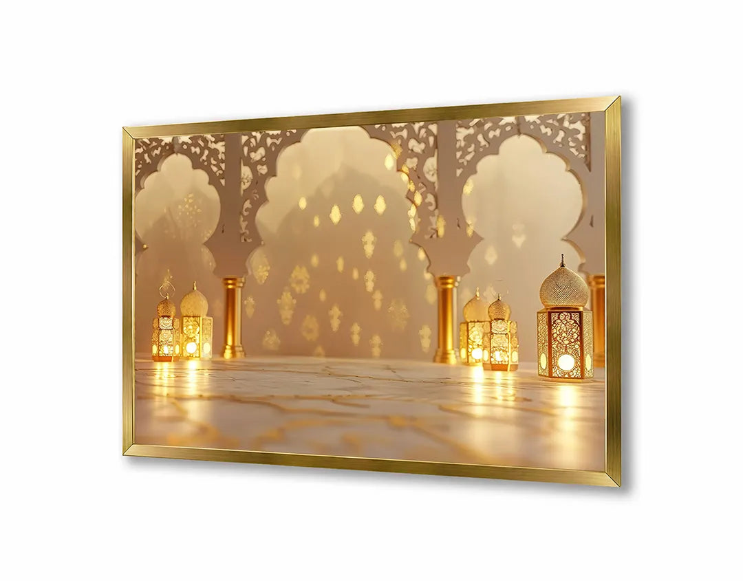 Metalen Magneetbord met hoogwaardige afbeelding van Oosterse paleis interieur lantaarns voor aan de muur
