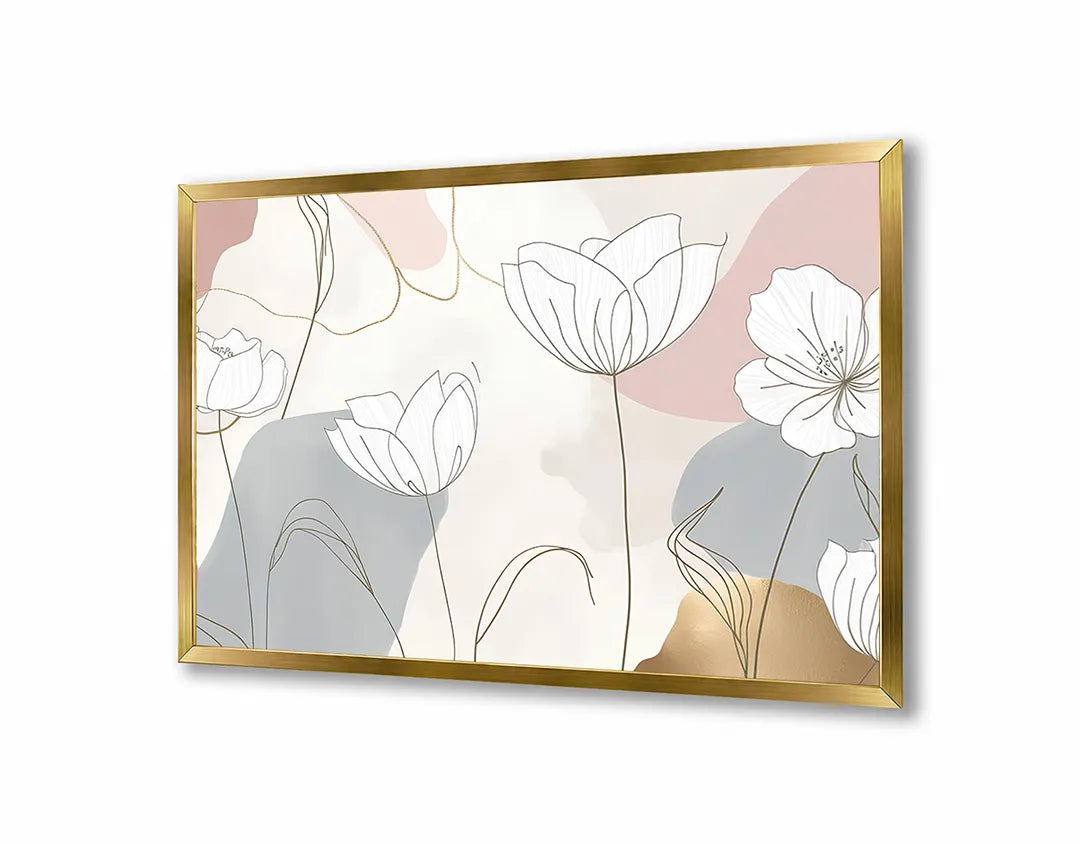 Metalen Magneetbord met hoogwaardige afbeelding van Minimalistische bloemen pastel voor aan de muur
