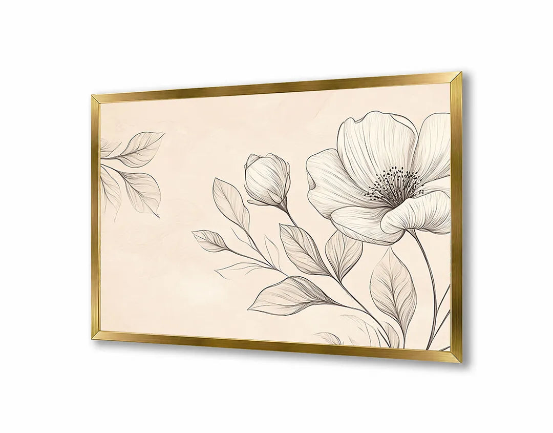 Metalen Magneetbord met hoogwaardige afbeelding van Beige bloemen illustratie voor aan de muur