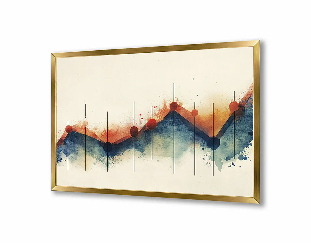 Metalen Magneetbord met hoogwaardige afbeelding van Abstracte bergen waterkleur voor aan de muur