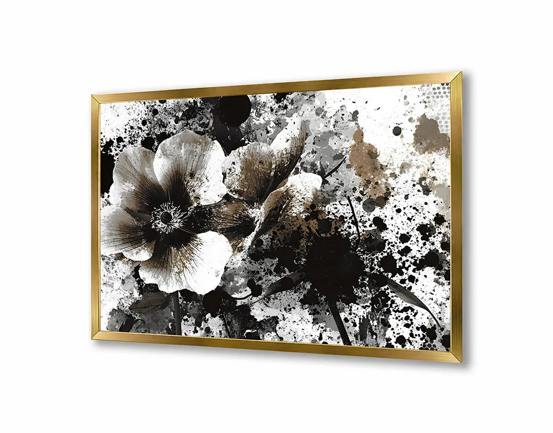 Metalen Magneetbord met hoogwaardige afbeelding van Zwarte inkt bloem spatten voor aan de muur