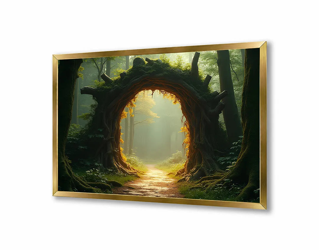 Metalen Magneetbord met hoogwaardige afbeelding van Magische poort in bos voor aan de muur